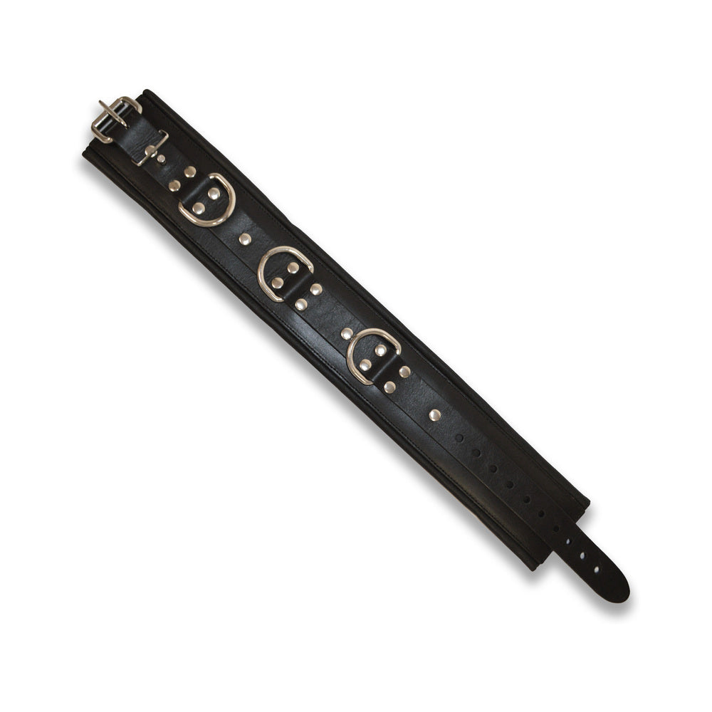 Prowler RED Leather Lockable Collar – Black – S/M