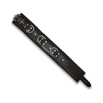 Prowler RED Leather Lockable Collar – Black – S/M