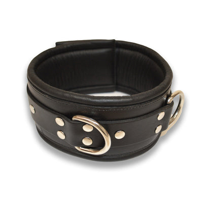 Prowler RED Leather Lockable Collar - L/XL - Black
