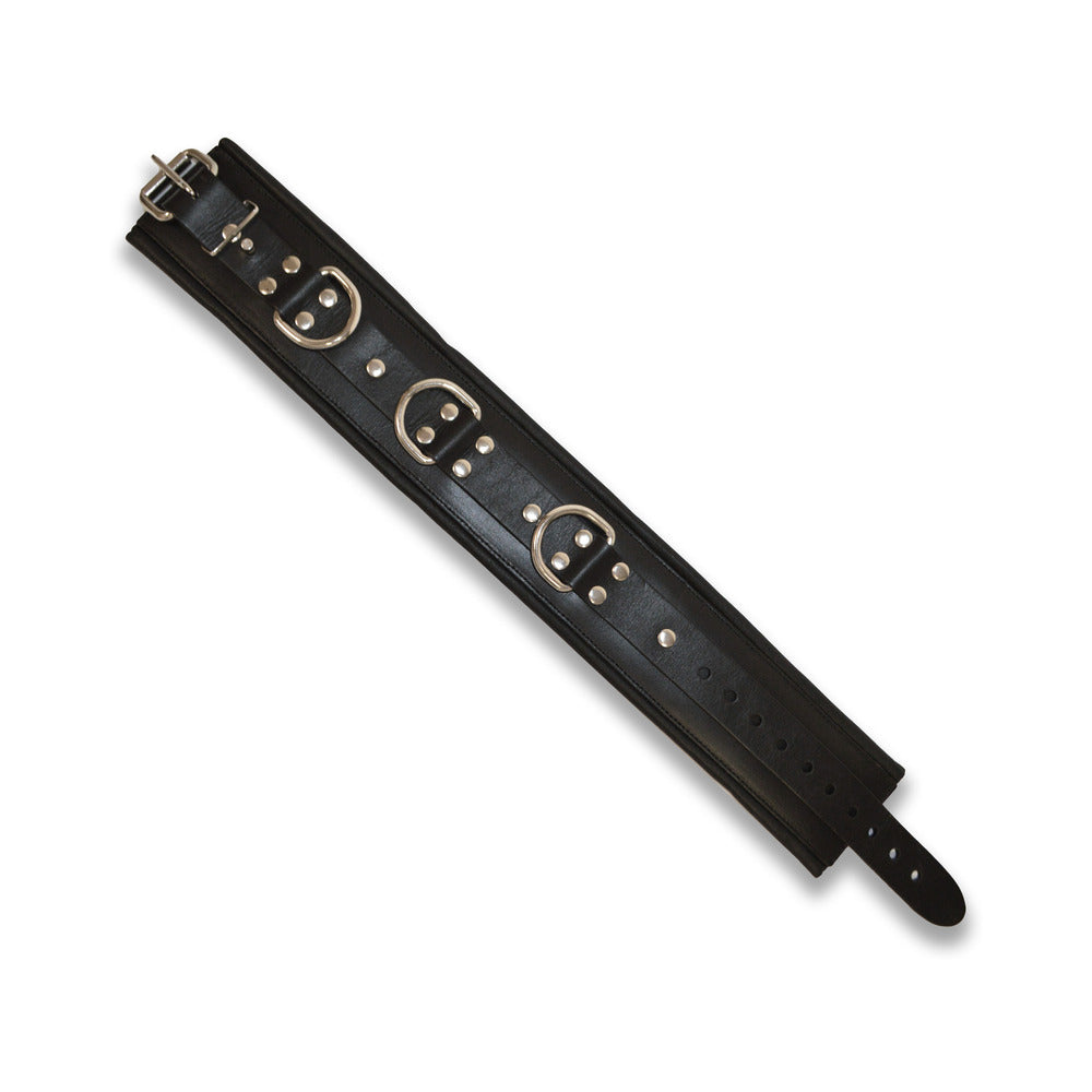 Prowler RED Leather Lockable Collar - L/XL - Black