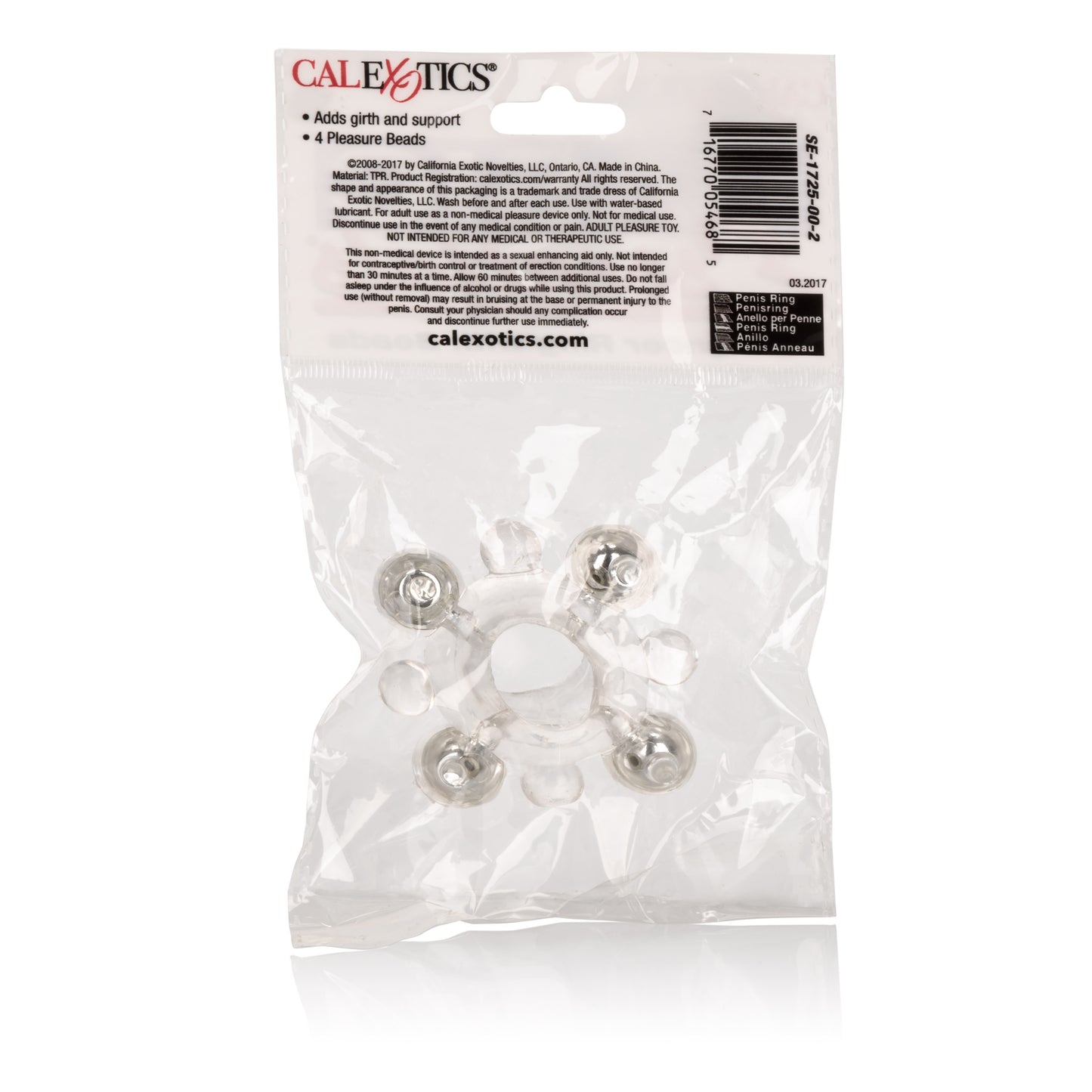 CalExotics Basic Enhancer Ring with Bead – Clear