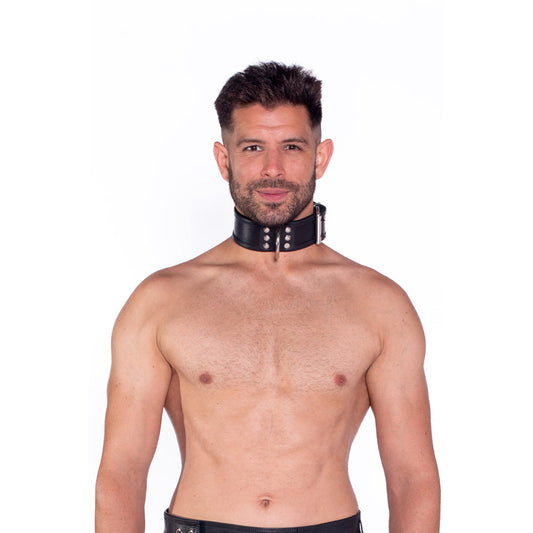 Prowler RED L/XL Leather Collar - Black