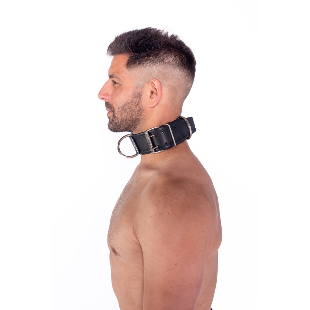 Prowler RED L/XL Leather Collar - Black