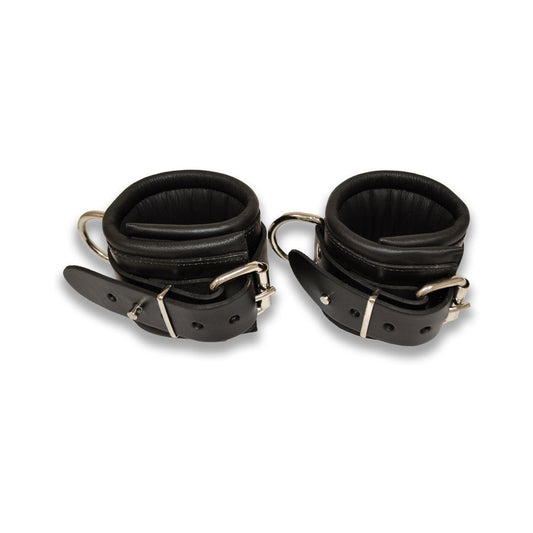 Prowler RED Leather Lockable Wrist Restraints – Black, Size L/XL
