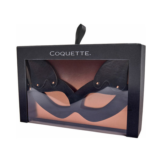 Coquette Pleasure Mask Black – Adjustable Vegan Leather Mask with Removable Ears