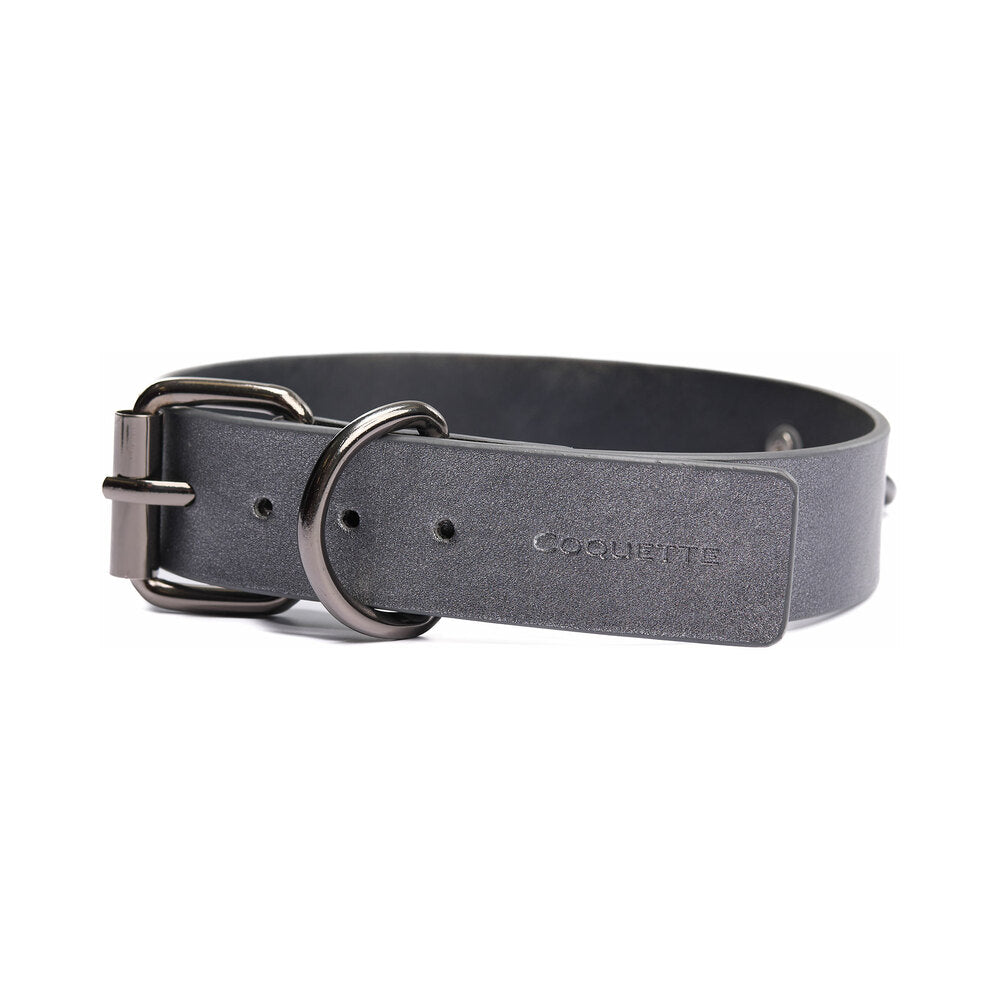Coquette Pleasure Collar & Leash – Adjustable Grey Faux Leather Set