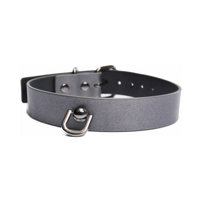 Coquette Pleasure Collar & Leash – Adjustable Grey Faux Leather Set