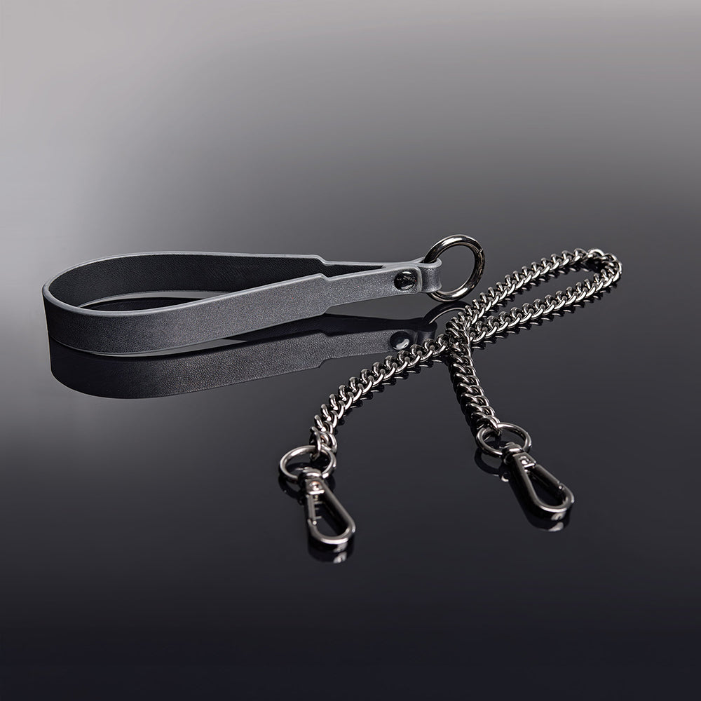 Coquette Pleasure Collar & Leash – Adjustable Grey Faux Leather Set