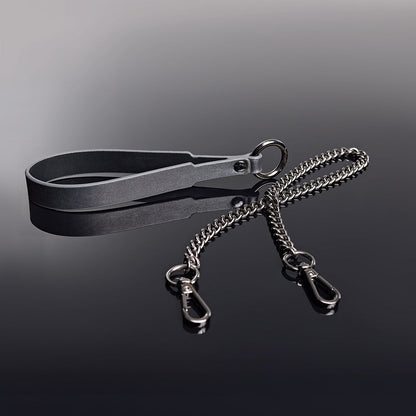Coquette Pleasure Collar & Leash – Adjustable Grey Faux Leather Set