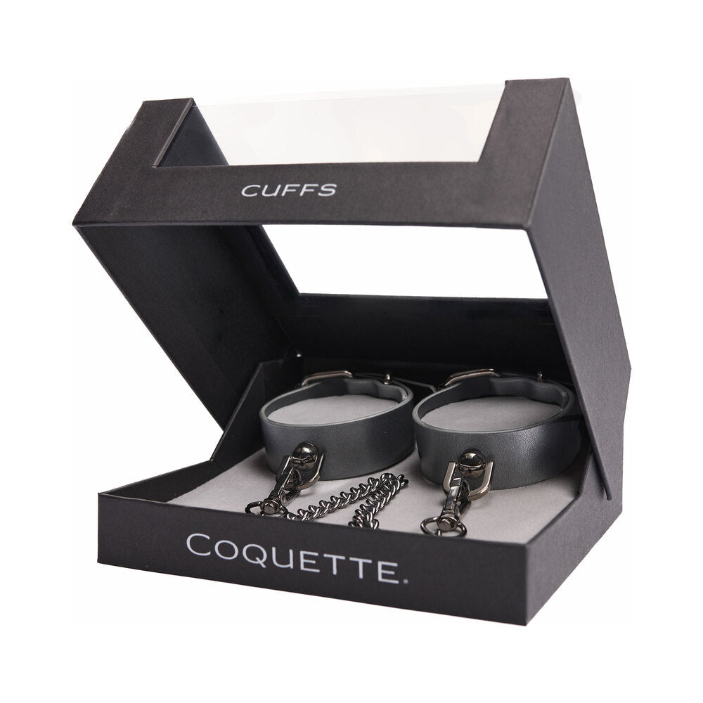 Coquette Pleasure Cuffs Grey - Adjustable Wrist Cuffs with Removable Chain