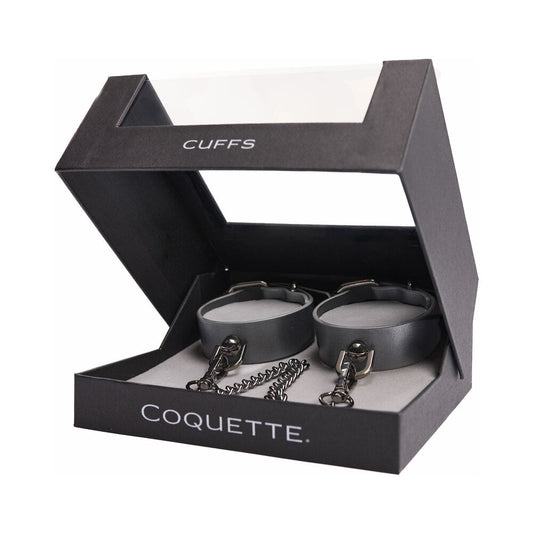 Coquette Pleasure Cuffs Grey - Adjustable Wrist Cuffs with Removable Chain