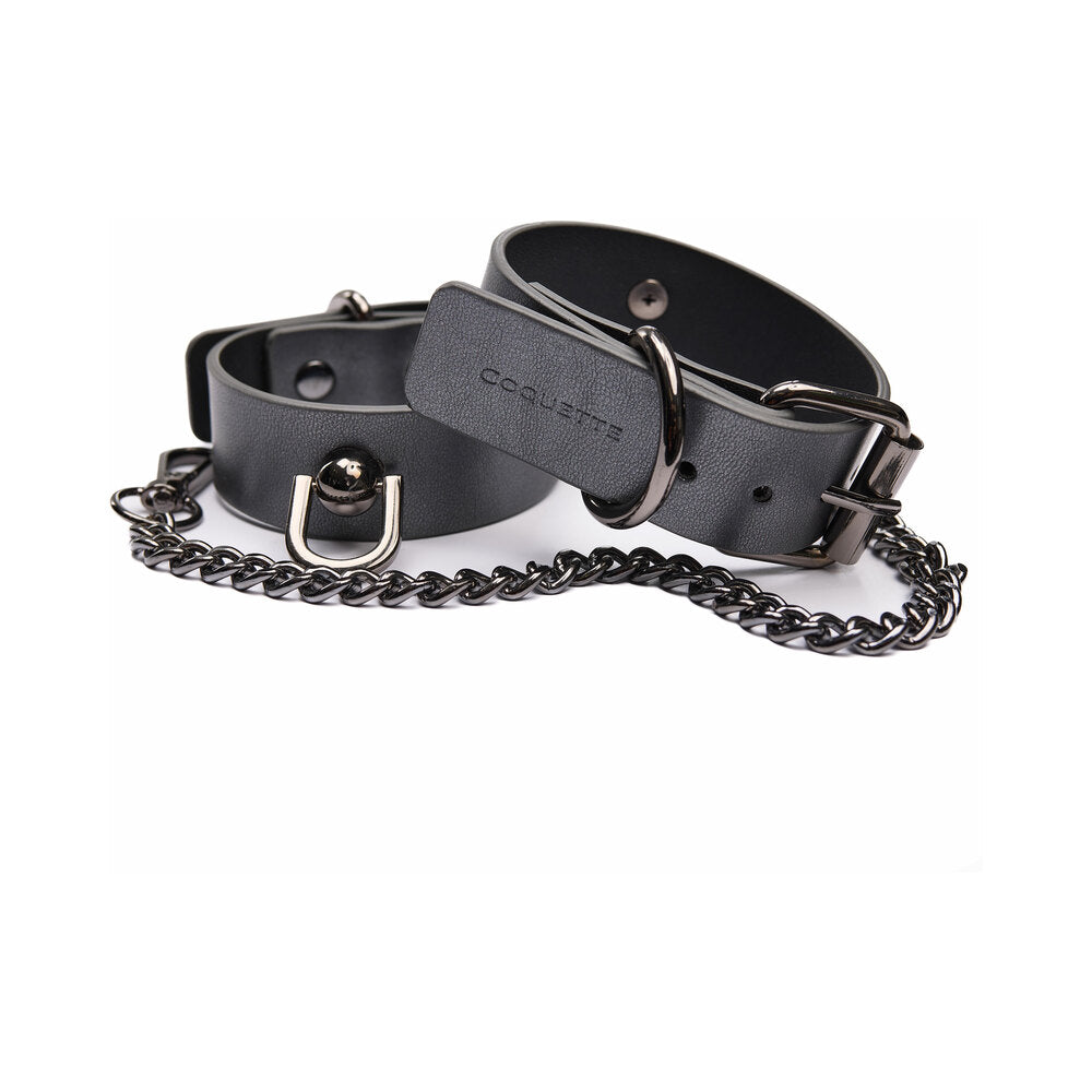 Coquette Pleasure Cuffs Grey - Adjustable Wrist Cuffs with Removable Chain