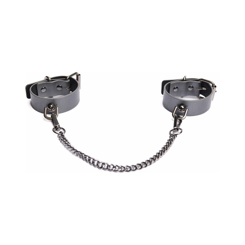 Coquette Pleasure Cuffs Grey - Adjustable Wrist Cuffs with Removable Chain