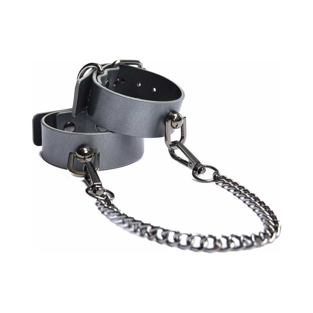 Coquette Pleasure Cuffs Grey - Adjustable Wrist Cuffs with Removable Chain