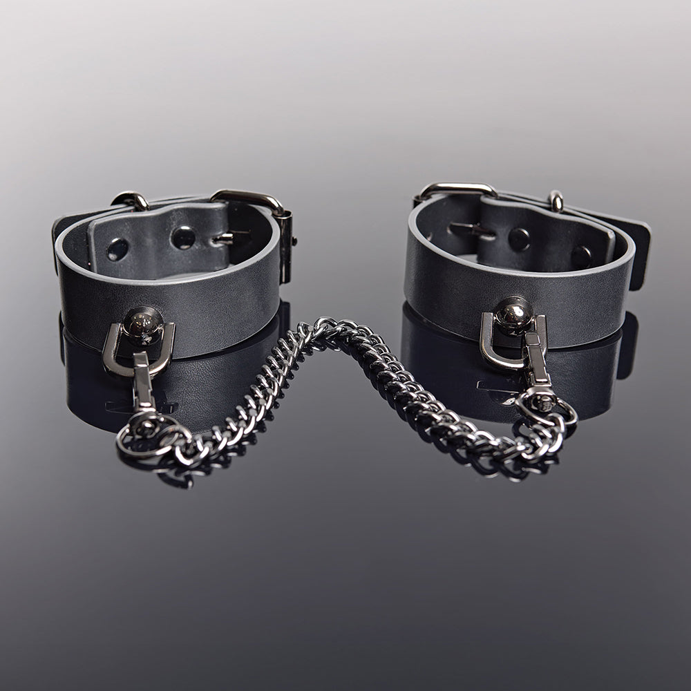 Coquette Pleasure Cuffs Grey - Adjustable Wrist Cuffs with Removable Chain