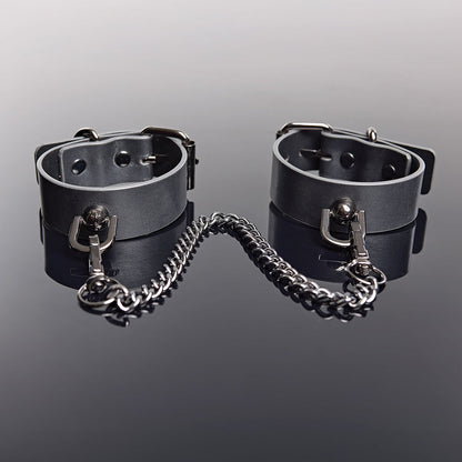 Coquette Pleasure Cuffs Grey - Adjustable Wrist Cuffs with Removable Chain