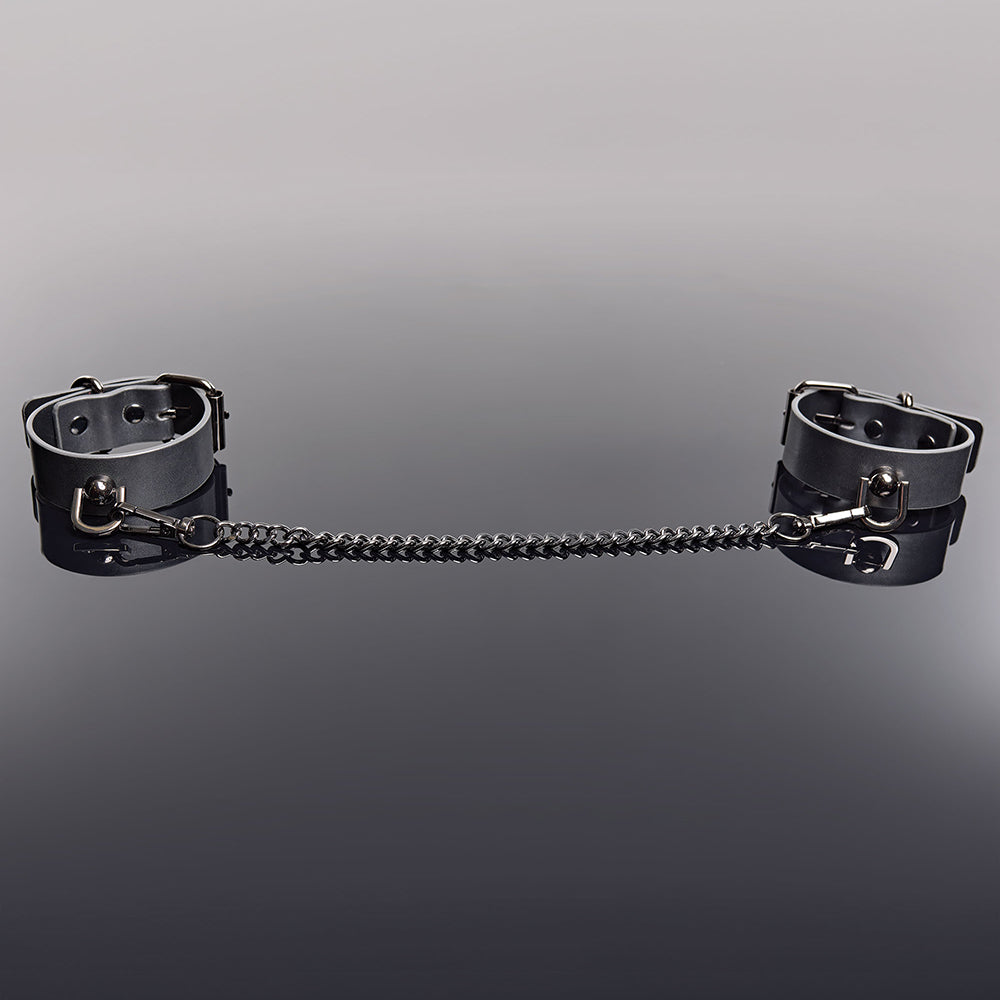 Coquette Pleasure Cuffs Grey - Adjustable Wrist Cuffs with Removable Chain