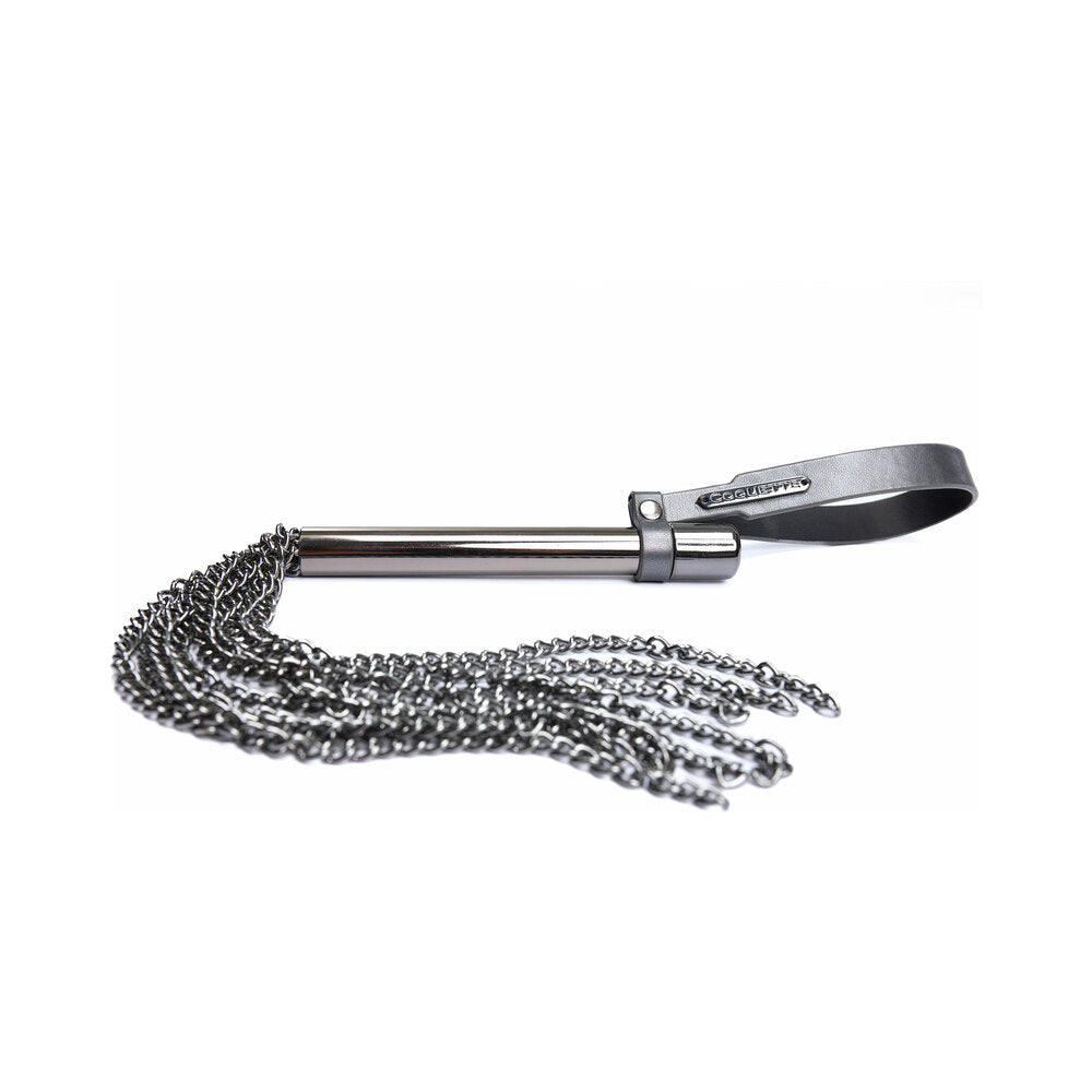 Coquette Pleasure Mini Whip – Grey – Metal Chain Strands
