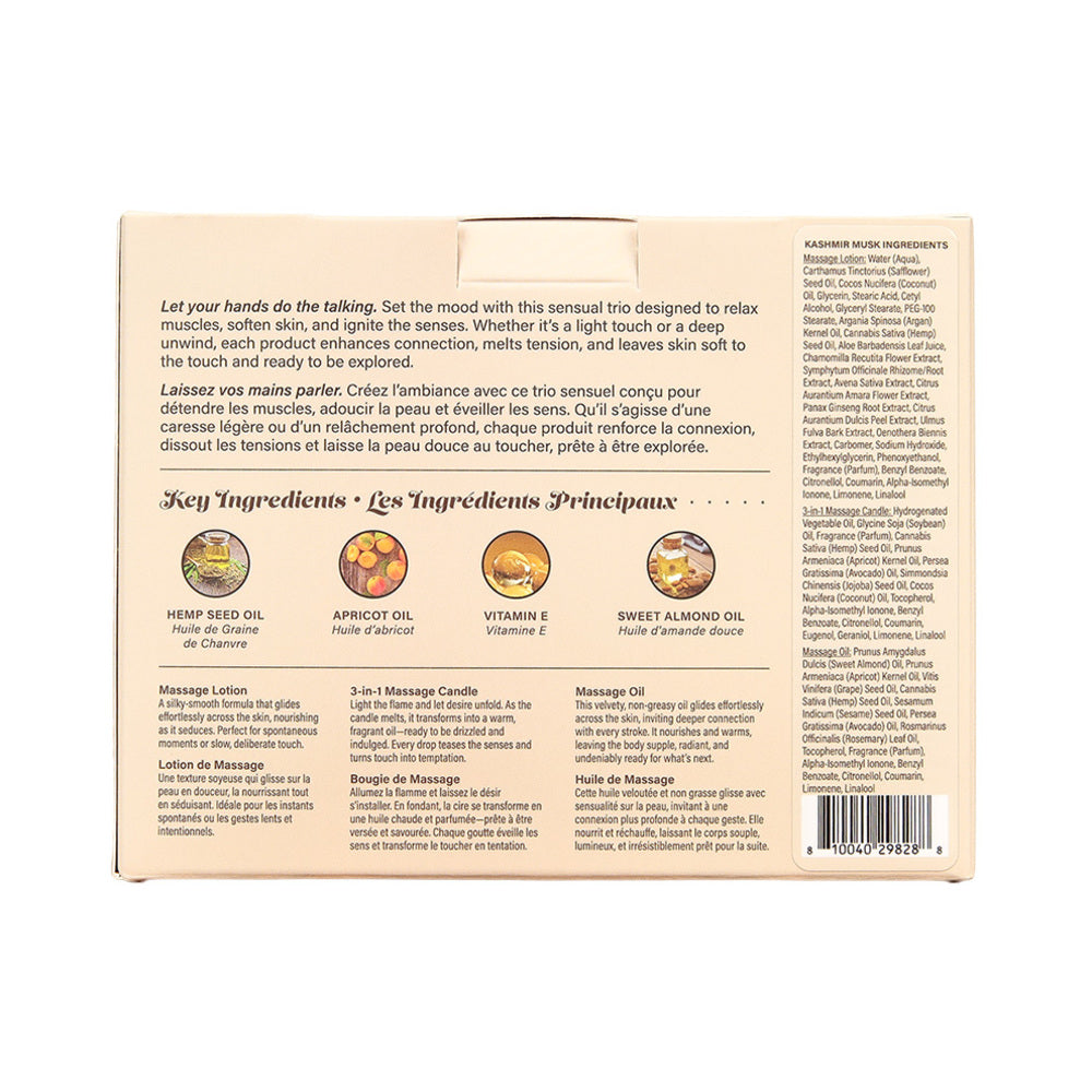 Earthly Body Hemp Seed Tranquility Trio Massage Gift Set – Kashmir Musk