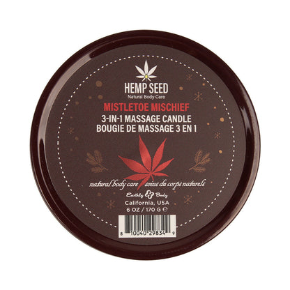 Earthly Body Hemp Seed 3-in-1 Massage Candle – Mistletoe Mischief – 6 oz