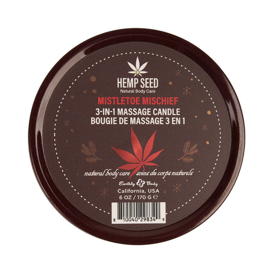 Earthly Body Hemp Seed 3-in-1 Massage Candle – Mistletoe Mischief – 6 oz
