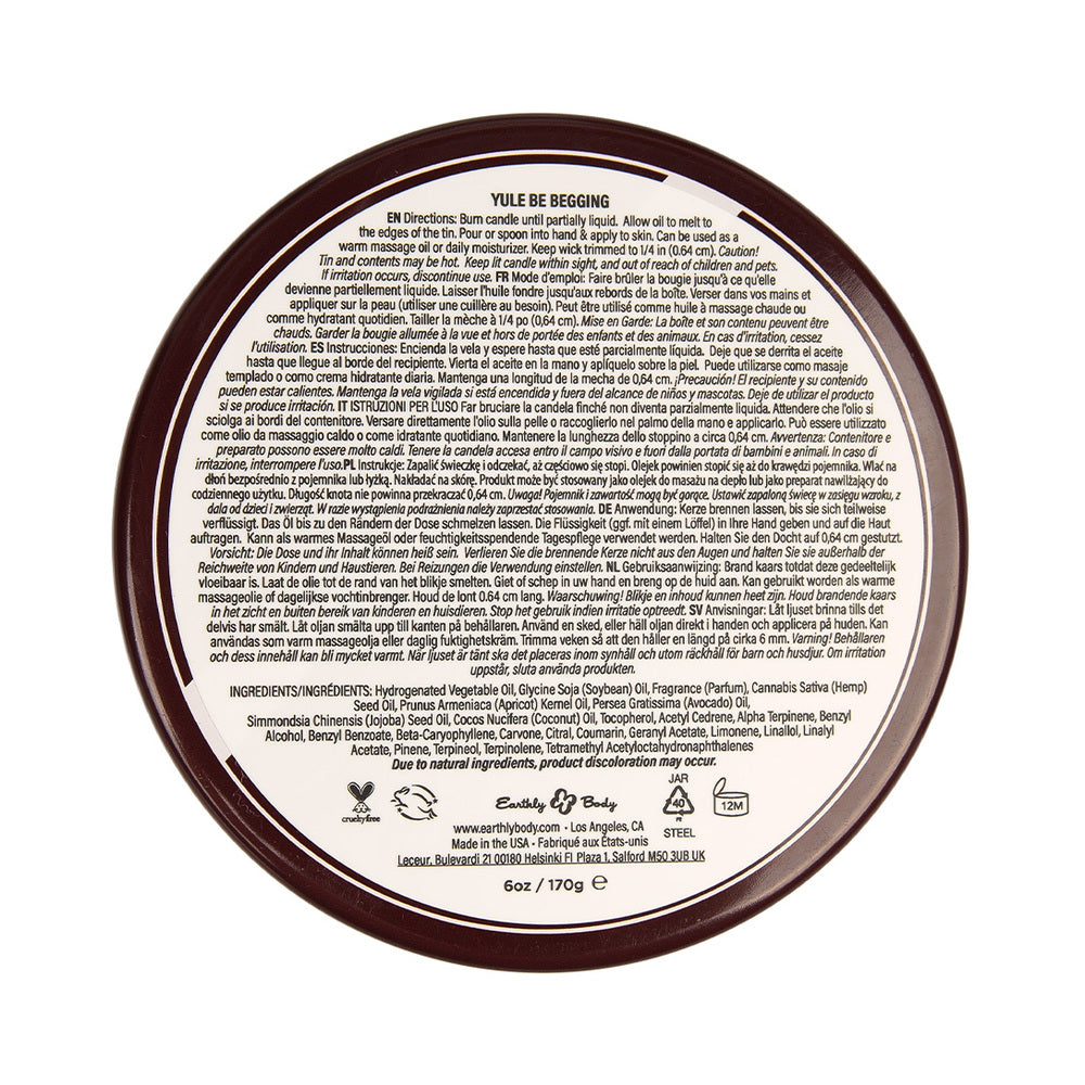 Earthly Body Hemp Seed 3-in-1 Massage Candle – Yule Be Begging – 6 oz