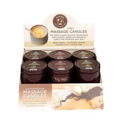 Earthly Body Hemp Seed Holiday Candle Pre Pack – Mistletoe Mischief, Tinsel Tease, Yule Be Begging