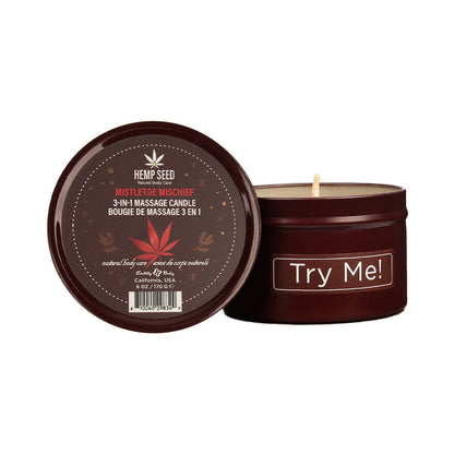 Earthly Body Hemp Seed Holiday Candle Pre Pack – Mistletoe Mischief, Tinsel Tease, Yule Be Begging