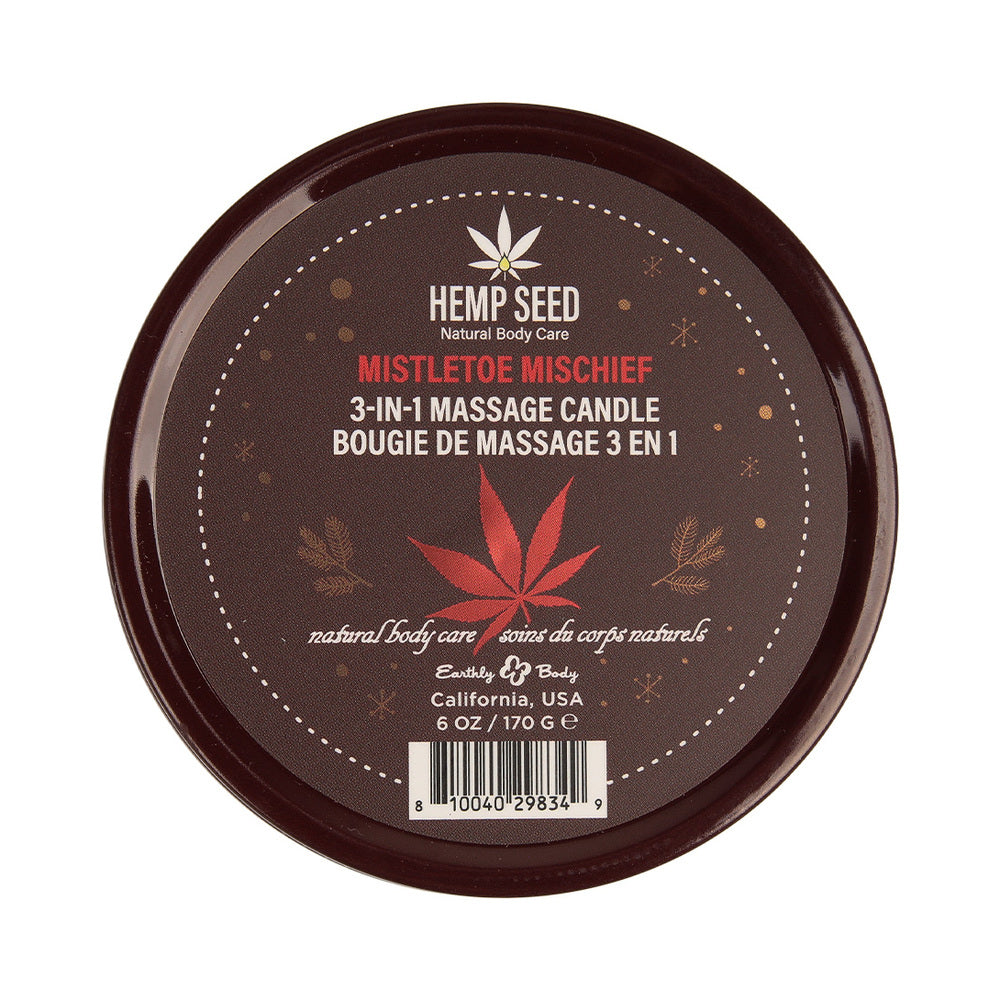Earthly Body Hemp Seed Holiday Candle Pre Pack – Mistletoe Mischief, Tinsel Tease, Yule Be Begging