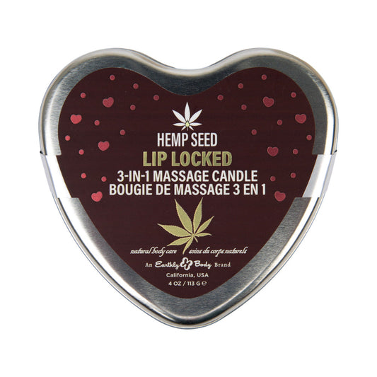 Earthly Body Hemp Seed 3-in-1 Massage Candle Lip Locked - 4.7 oz - Vegan