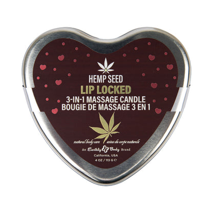 Earthly Body Hemp Seed Valentine’s Day Heart Candle Pre Pack – XOXO, Lip Locked, Pucker Up