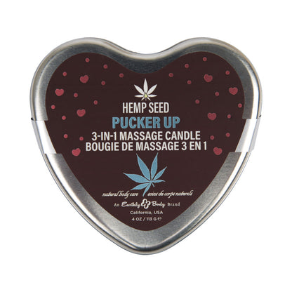 Earthly Body Hemp Seed Valentine’s Day Heart Candle Pre Pack – XOXO, Lip Locked, Pucker Up