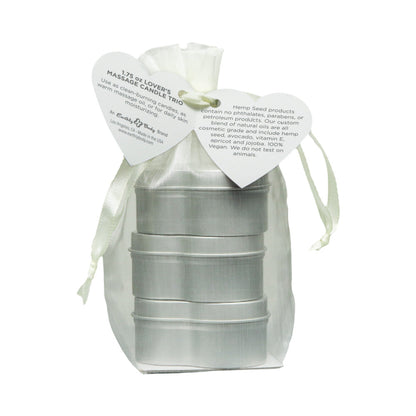 Earthly Body Hemp Seed Valentine Candle Trio – 3-in-1 Massage Candles – XOXO, Lip Locked, Pucker Up