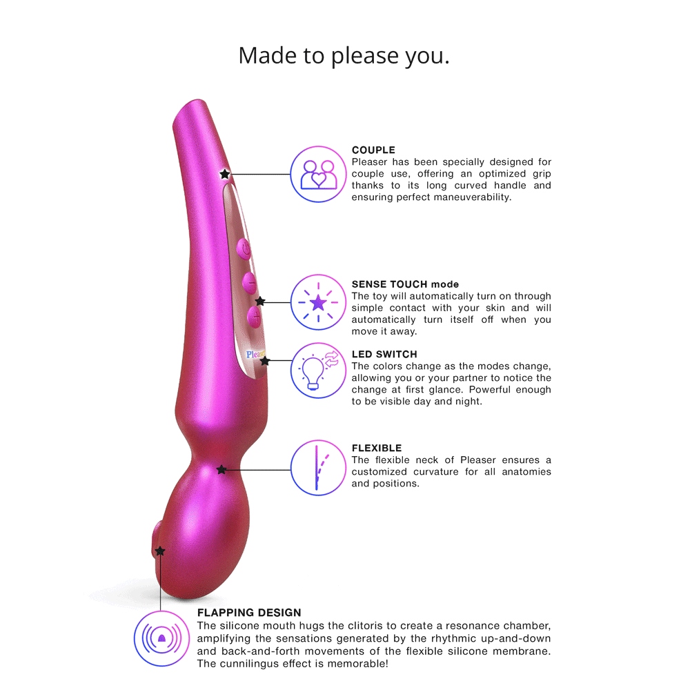 Love To Love Pleaser Iridescent Berry – Silicone Wand with Flapping Design – Hot Pink