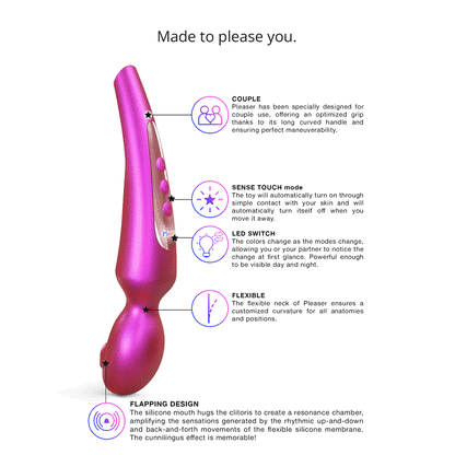 Love To Love Pleaser Iridescent Berry – Silicone Wand with Flapping Design – Hot Pink