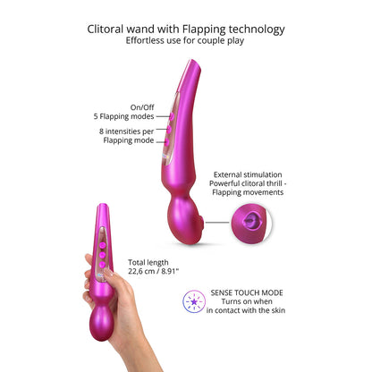 Love To Love Pleaser Iridescent Berry – Silicone Wand with Flapping Design – Hot Pink