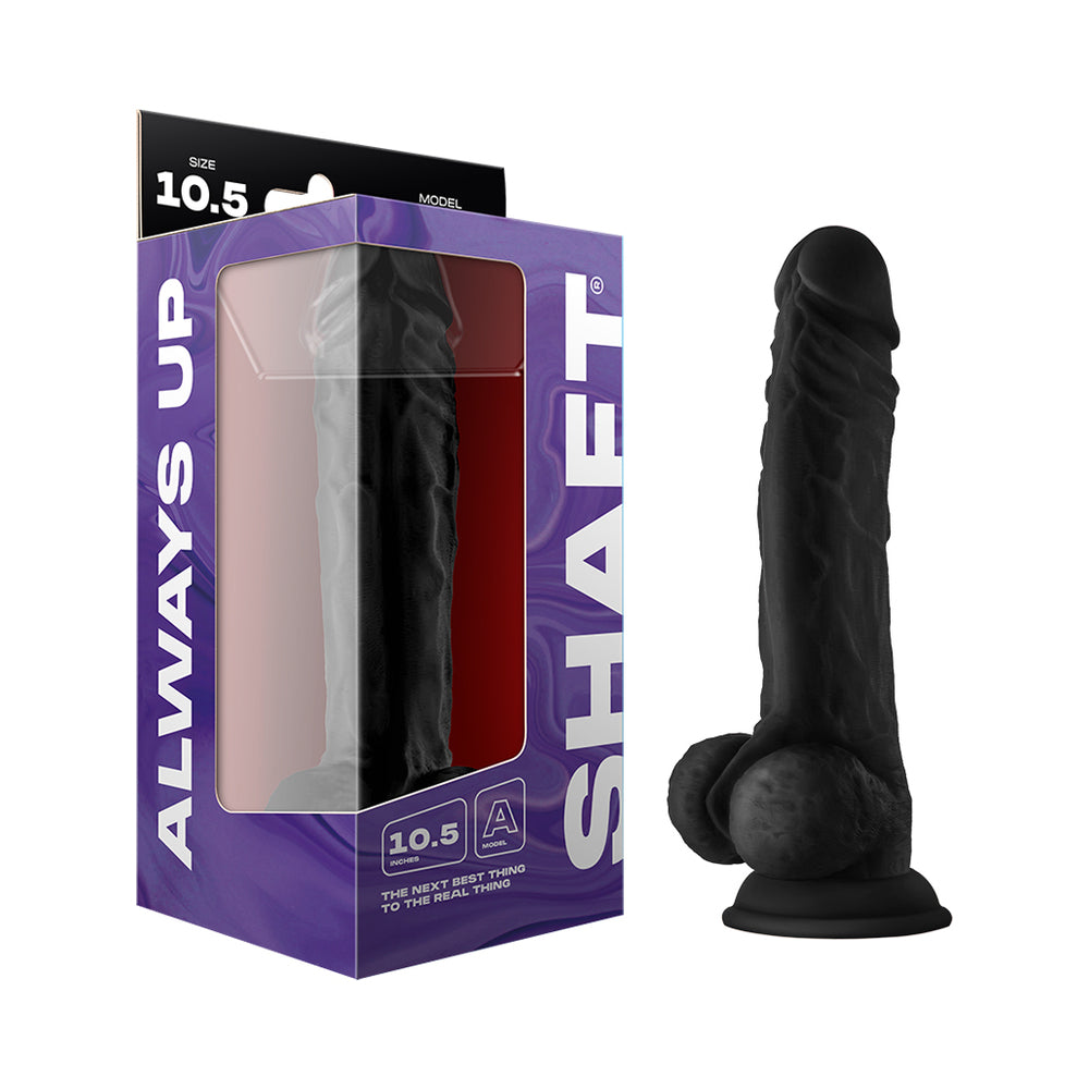 Shaft Model A 10.5 in. Liquid Silicone Dong with Balls – Black