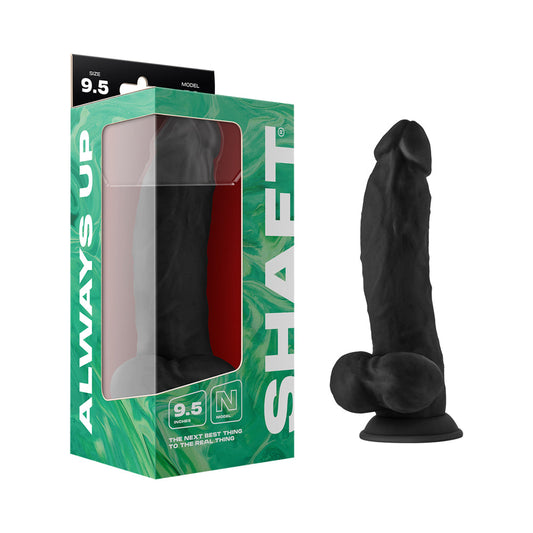 Shaft Model N 9.5 in. Liquid Silicone Dong with Balls – Black
