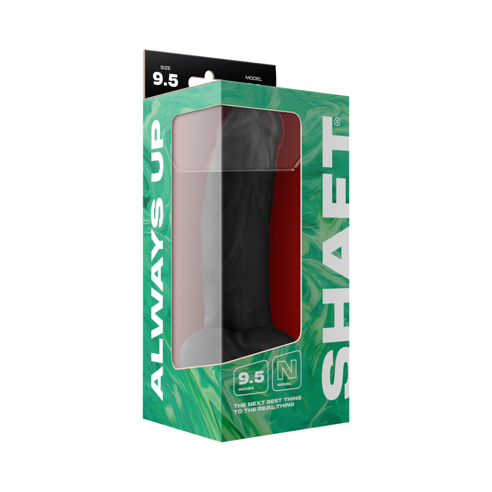 Shaft Model N 9.5 in. Liquid Silicone Dong with Balls – Black