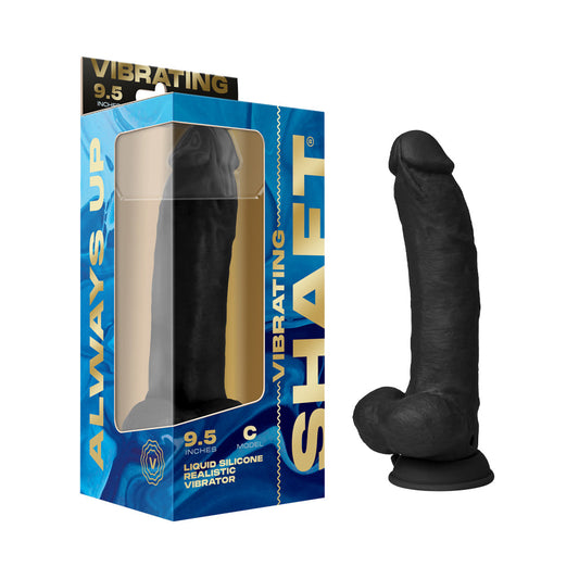 Shaft Vibrating Model C 9.5 in. Black Silicone Vibrator with 8 Vibration Modes