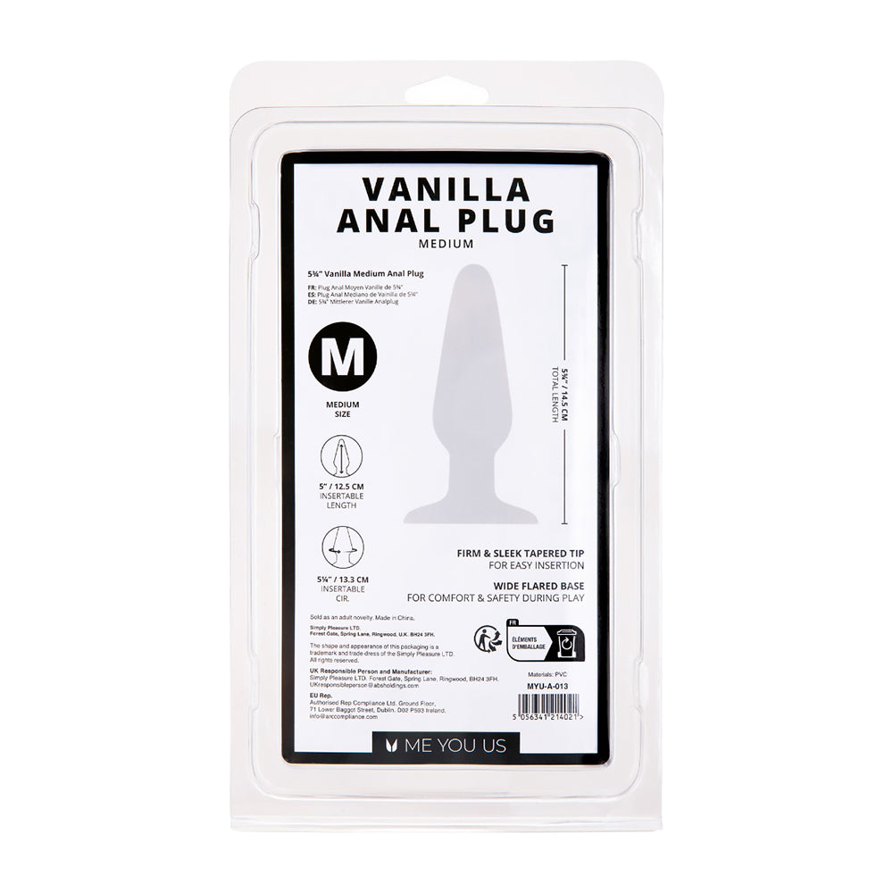 Me You Us Vanilla Medium Anal Plug – Tapered Shape with Flared Base