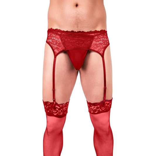 Prowler Lace Garter Set – Red – Size L