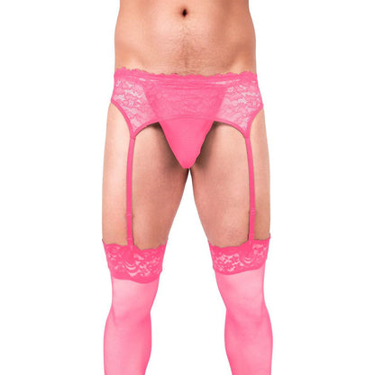 Prowler Lace Garter Set – Pink – Size 2XL