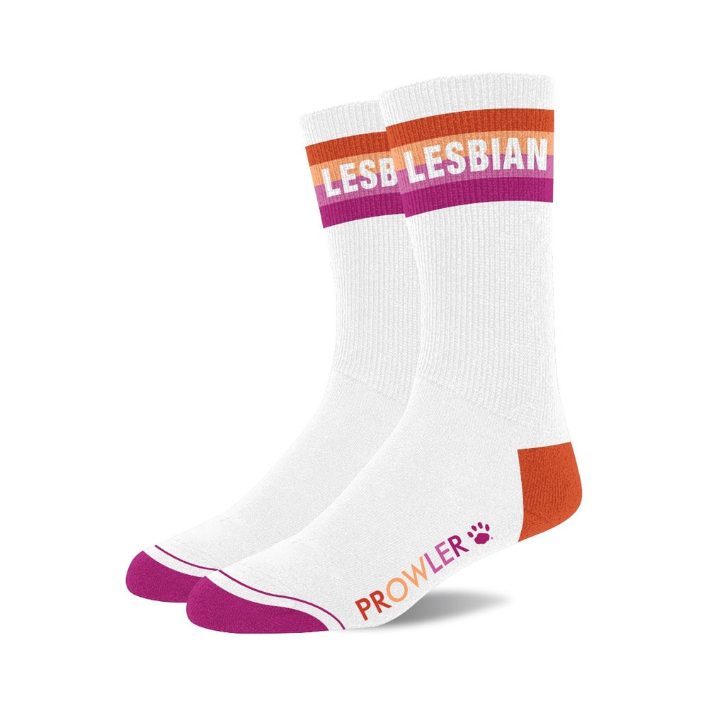 Prowler Lesbian Socks – Colorful Pride Socks in White, Purple, and Orange