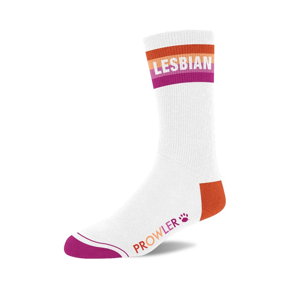 Prowler Lesbian Socks – Colorful Pride Socks in White, Purple, and Orange