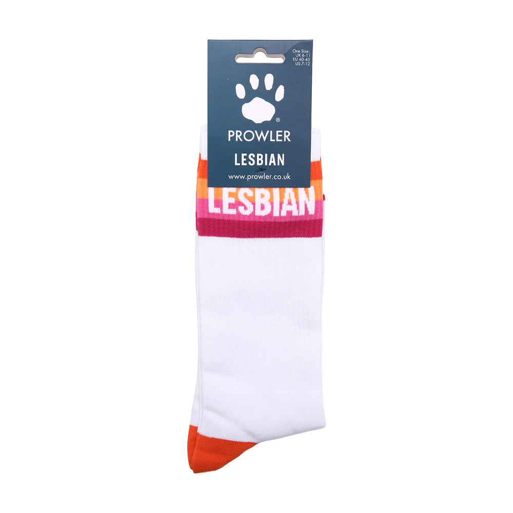 Prowler Lesbian Socks – Colorful Pride Socks in White, Purple, and Orange