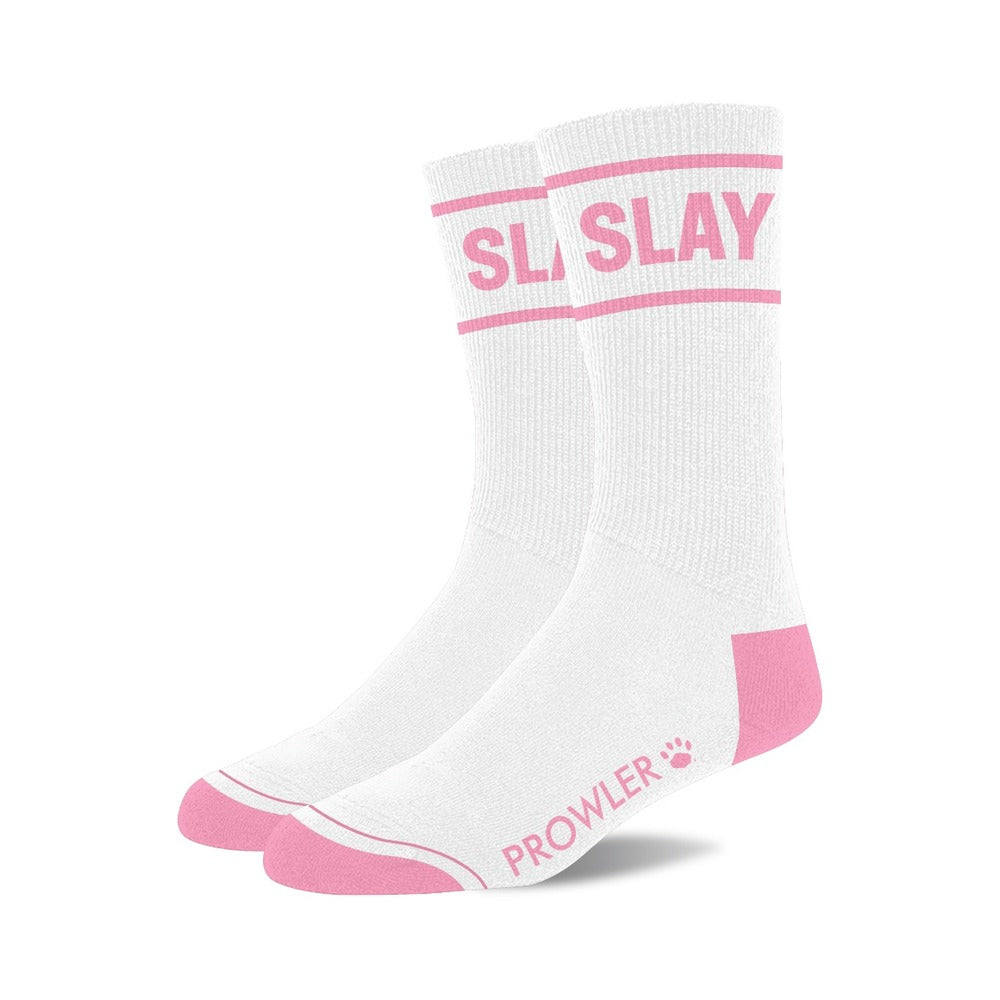 Prowler Slay Socks – Cotton Socks in White and Light Pink