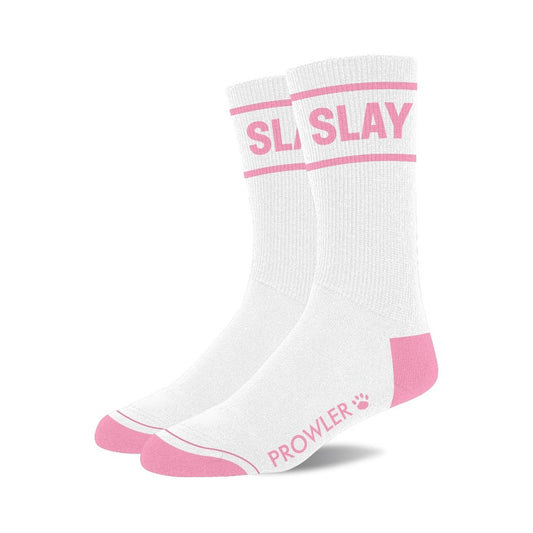 Prowler Slay Socks – Cotton Socks in White and Light Pink