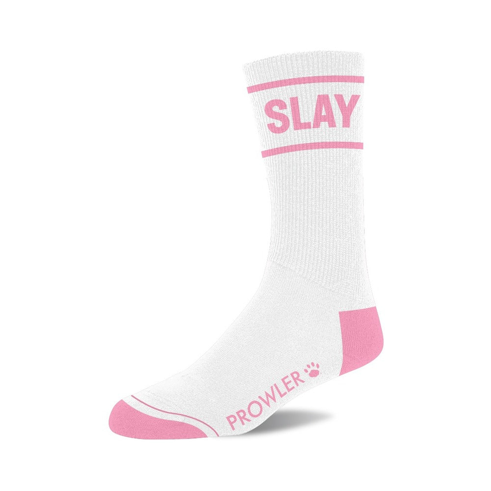 Prowler Slay Socks – Cotton Socks in White and Light Pink
