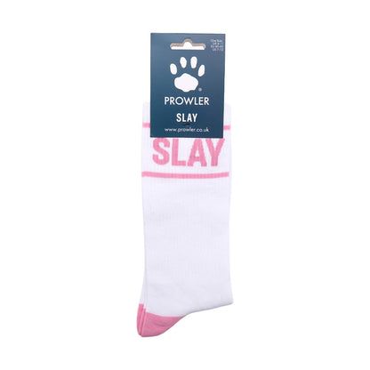 Prowler Slay Socks – Cotton Socks in White and Light Pink